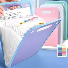 Pasta Sanfonada A4 Vertical com Alça, 12 Divisórias, Organizador para Escola e Escritório