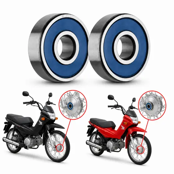 Kit 2 Rolamentos Roda Dianteira Honda Pop 100 Pop 110i 6201 Moto Peças Reposição