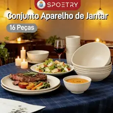 Conjunto Aparelho de Jantar , 16 Peças, preto/Branco  Pratos E Tigelas Reutilizáveis Conjuntos De Louças Para Micro-onda