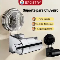 Suporte para Chuveiro com Ventosa Forte - Ajustável e Giratório 360°, Instalação Sem Furar a Parede, para Banheiro