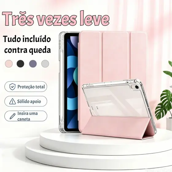 Capa iPad 10ª Geração e Air – Acrílica Anti-amarelamento, Suporte e Porta Caneta com Proteção