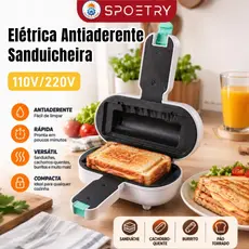 Sanduicheira Elétrica Mini 3 em 1 Antiaderente Grill Para Sanduíche Lanche Café da Manhã
