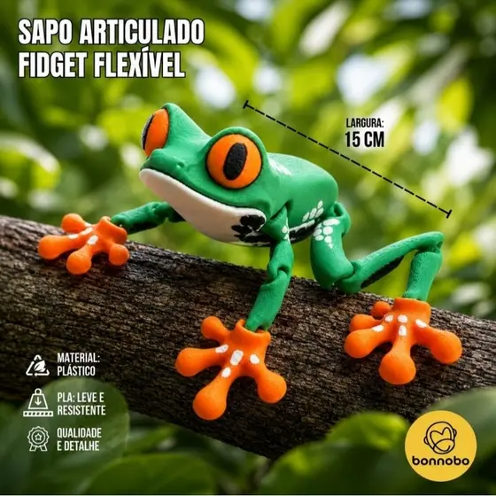 Sapo Articulado Flexível Fidget Colecionável Decoração Geek - Presente p/ Meninos e Meninas Sapinho.