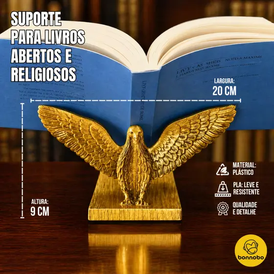 Suporte para Bíblia Aberta Pomba Dourada/Prata – Expositor de Livros Religiosos Decorativo e Estável