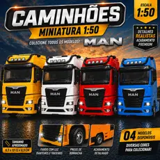 Mini Caminhão Miniatura 1:50 MAN Trucado Colecionável de Metal com Som e Luz