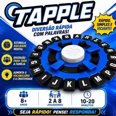 Jogo Tabuleiro Tapple, Stop que Trava Letras com Temporizador MEDIO 17 cm, Versão Português Informaç