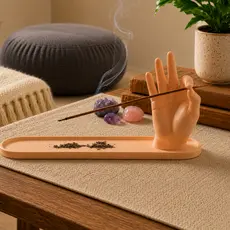 Porta Incenso Incensário Mão Decoração Zen Yoga Meditação Aromaterapia Cascata Fumaça Cores Kit