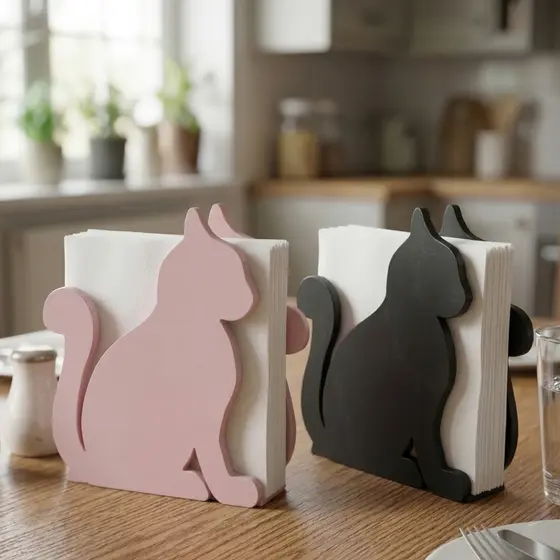 Porta Guardanapo De Papel Mesa Gato Gatinho Cozinha Decorativo Duas Cores Cantinho Do Café  Suporte