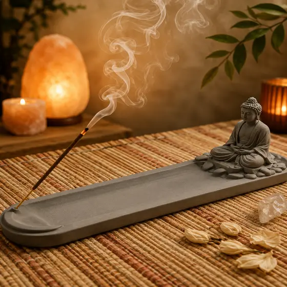 Porta Incenso Incensário Buda Decoração Zen Yoga Meditação Aromaterapia Cascata Fumaça Cores Kit