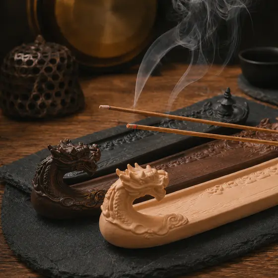 Porta Incenso Incensário Dragão Decoração Zen Yoga Meditação Aromaterapia Cascata Fumaça Cores Kit