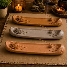 Porta Incenso Incensário Barco Decoração Zen Yoga Meditação Aromaterapia Cascata Fumaça Cores Kit