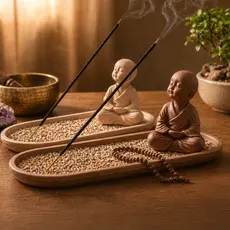 Porta Incenso Incensário Mini Buda Decoração Zen Yoga Meditação Aromaterapia Cascata Fumaça Cor Kit