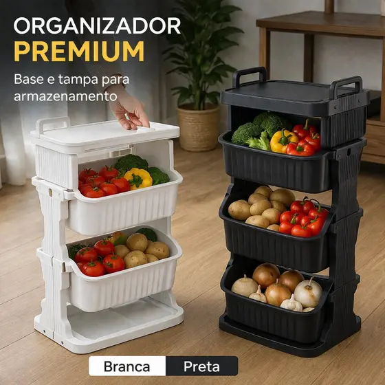 Organizador de Chão Premium Plástico Resistente Para Cozinha Lavanderia e Banheiro Multiuso