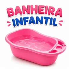Banheira Infantil 34 Litros Grande para Bebê e Criança com Porta Objetos e Suporte para Shampoo