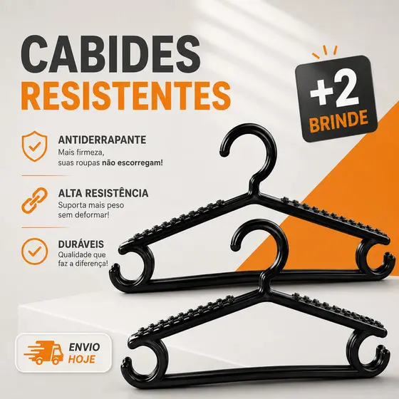 Kit Cabides Antiderrapantes Reforçados para Roupas Adulto com Suporte para Alças