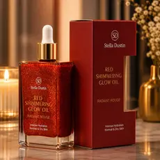 Óleo Corporal Iluminador Stella Dustin Red Shimmering Glow Oil Hidratante Com Brilho Radiant Rouge