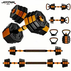 Halteres Musculação Kit 6 Em 1 Regulável 30kg Joyfox Barra Extensora Anilhas E Kettlebell Equipamento De Academia