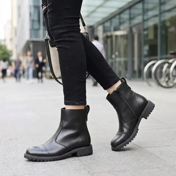 Bota Chelsea Feminina Couro Legítimo Tratorada Confortável Antiderrapante Moda Inverno Urbana