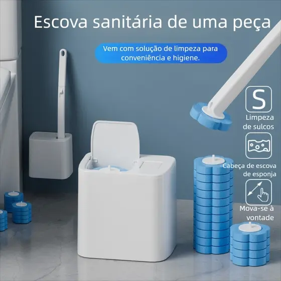 Esponja para escova de vaso sanitário, descartável, durável e ecológica, com aromas de limão, oceano e lavanda