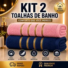 Kit 2 Toalha de Banho Grande Macia Premium 100% Algodão Cores Sortidas
