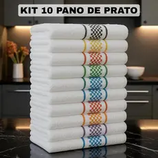 Kit 10 Panos de Prato Jacquard Atoalhado PREMIUM Felpudo