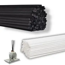 Kit 120 Varetas Difusoras Em Fibra de Algodão 4mm 25cm p/ Aromatizar Ambiente Aromaterapia Branca e Preta