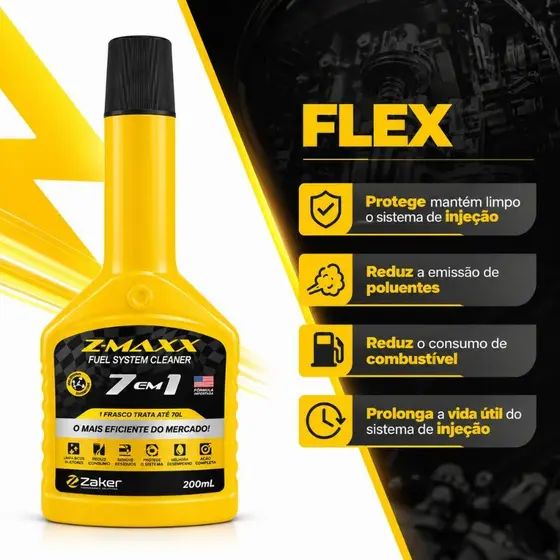 Kit 2 Aditivo Combustível 7 em 1 Zaker Z-MAXX Reduz Consumo e Emissões Flex Gasolina