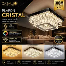 Plafon 2 Andar Luminária De Teto Cristal Luxo Moderno Lustre Estrela Brilho 3 Cores Em 1 Multicor