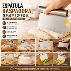 Raspador Em Inox Espátula Cortador De Massas Chocolates Pão Com Régua Medidas Marcação A Laser