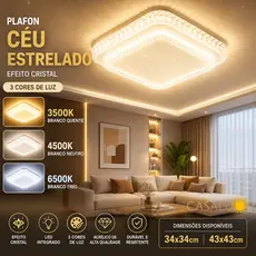 Luminária Plafon Céu Estrelado Cristal Acrílico LED 3 Em 1 Lustre De Teto Para Quarto Sala Hall