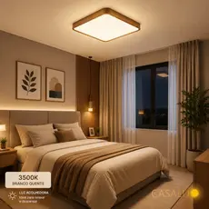 Plafon LED Sobrepor 20W 30W 50W Amadeirado Luminária De Teto Quadrado Madeira 3 Em 1 Natural Wood