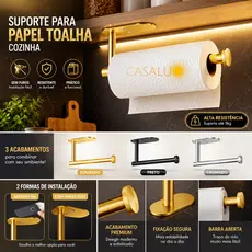 Suporte Organizador Para Cozinha Porta Papel Toalha Higiênico Filme Plástico Pano Elásticos Multiuso