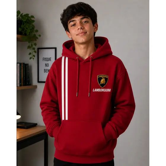 Agasalho Infantil lamborghini Blusa de Frio Canguru Moletom Premium Com Capuz Flanelado 100% Algodão
