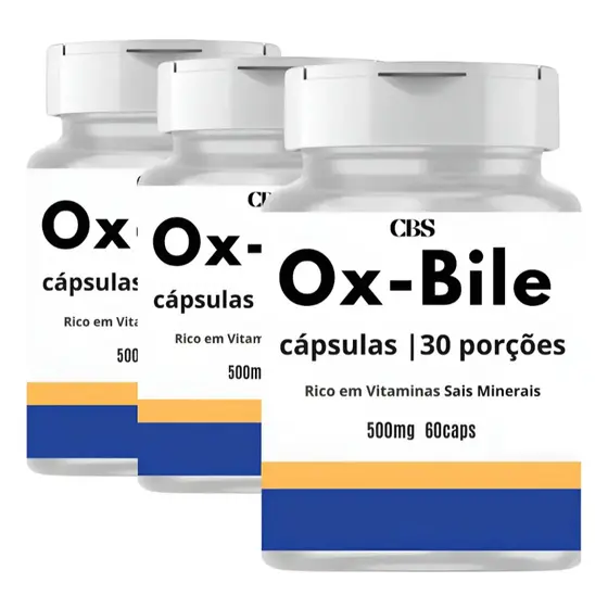 3 Ox Bile Original 180 Capls - Fórmula Avançada - Envio Rápido
