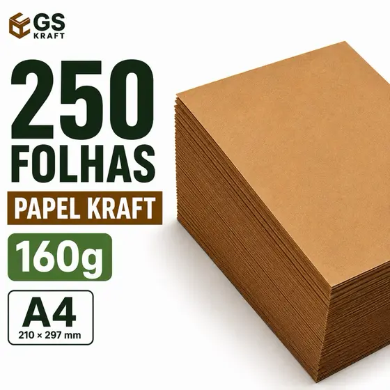 Papel Kraft 160g  A4 250 Folhas Alta Qualidade Premium
