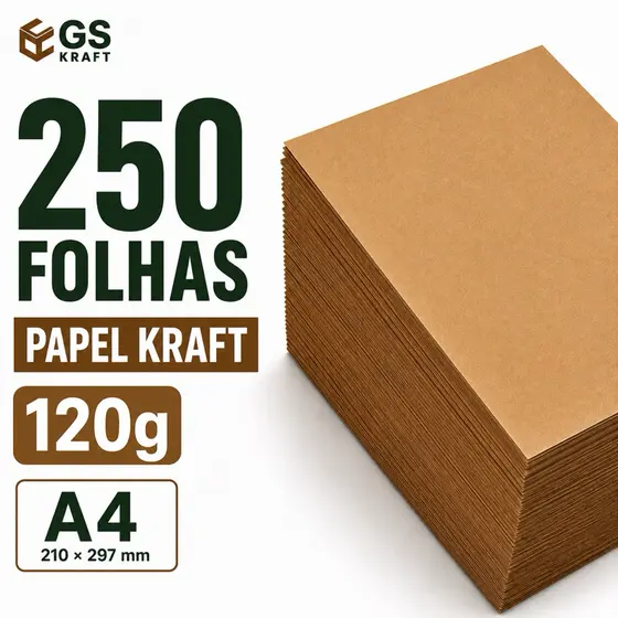 Papel Kraft 120g  A4 250 Folhas Alta Qualidade Premium