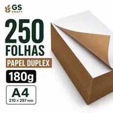 Papel Duplex 180g kraft A4 Branco/Pardo 250 Folhas Alta Qualidade Premium