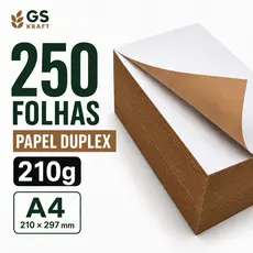 Papel Duplex 210g kraft A4 Branco/Pardo 250 Folhas Alta Qualidade Premium