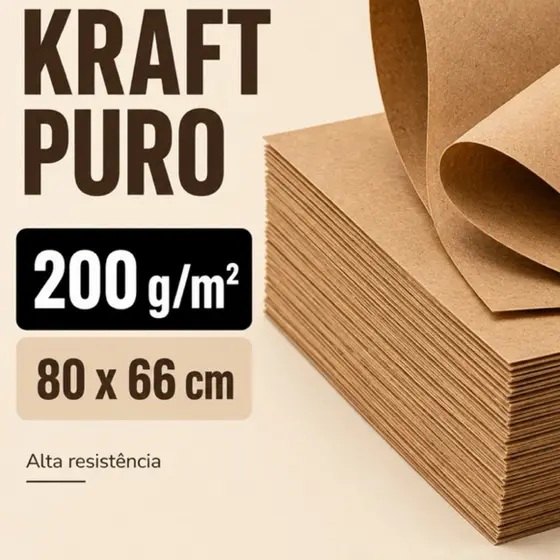 Papel Kraft Grosso 80x66cm 200g Para Artesanato Embalagens Moldes Costura Scrapbook e Decoração