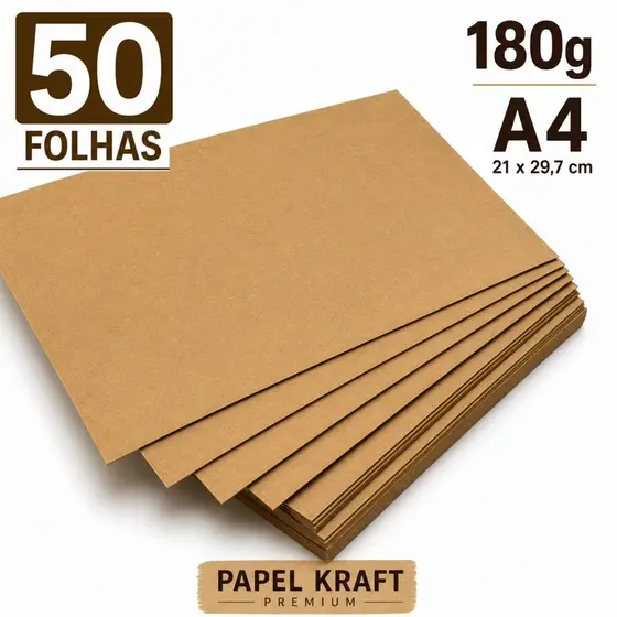 Papel Kraft 50 Folhas 180g A4 Artesanato: Resistente e            Versátil para Artesanato