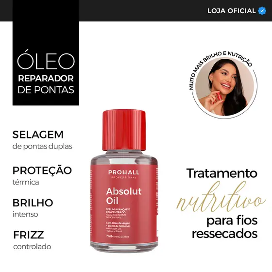 Óleo Capilar Reparador de Pontas Sérum Absolut Oil 7ml Profissional