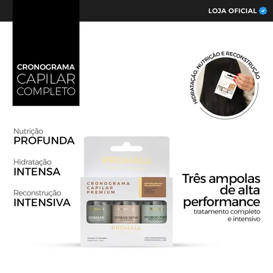 Kit Cronograma Capilar Premium com 3 Ampolas