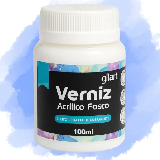 Verniz Acrílico Fosco Incolor Base Água 100ml Gliart Para Artesanato Madeira Gesso Tela Pintura