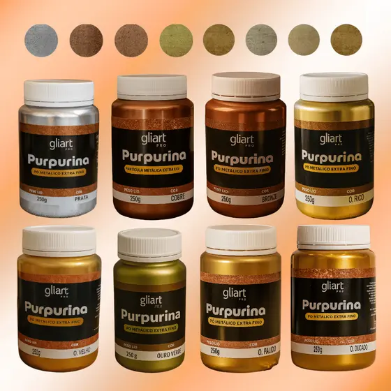 Purpurina Gliart 250g Pó Metálico Extra Fino para Artesanato Decoração e Trabalhos Manuais