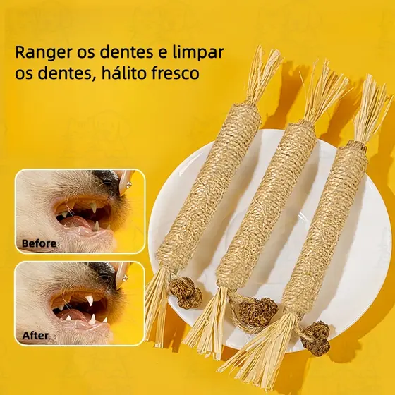 Brinquedo de Madeira Natural pra Gatos - Mastigável, Limpa Dentes e Alivia Estresse Compre Múltiplos e Economize
