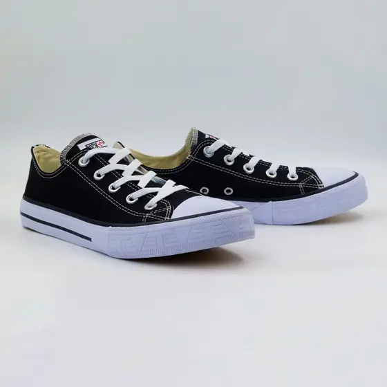 Tênis Cano Baixo Preto Básico Modelo Tradicional Versátil Alta Qualidade Rock Star Tevet