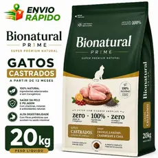 Ração Super Premium Bionatural para Gatos Castrados 20kg sabor Frango Envio Rápido