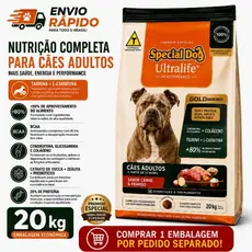 Ração Special Dog Ultralife Performance 20kg Cães Adultos Carne e Frango Premium Alta Nutrição
