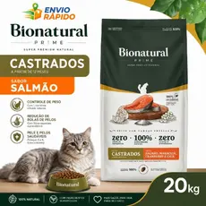 Ração Bionatural Para Gatos Castrados sabor Salmão 20 KG Ração Super Premium