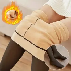 Meia-Calça Térmica Forrada Peluciada Translúcida de Lã Feminina Super Elástica Slim 220g